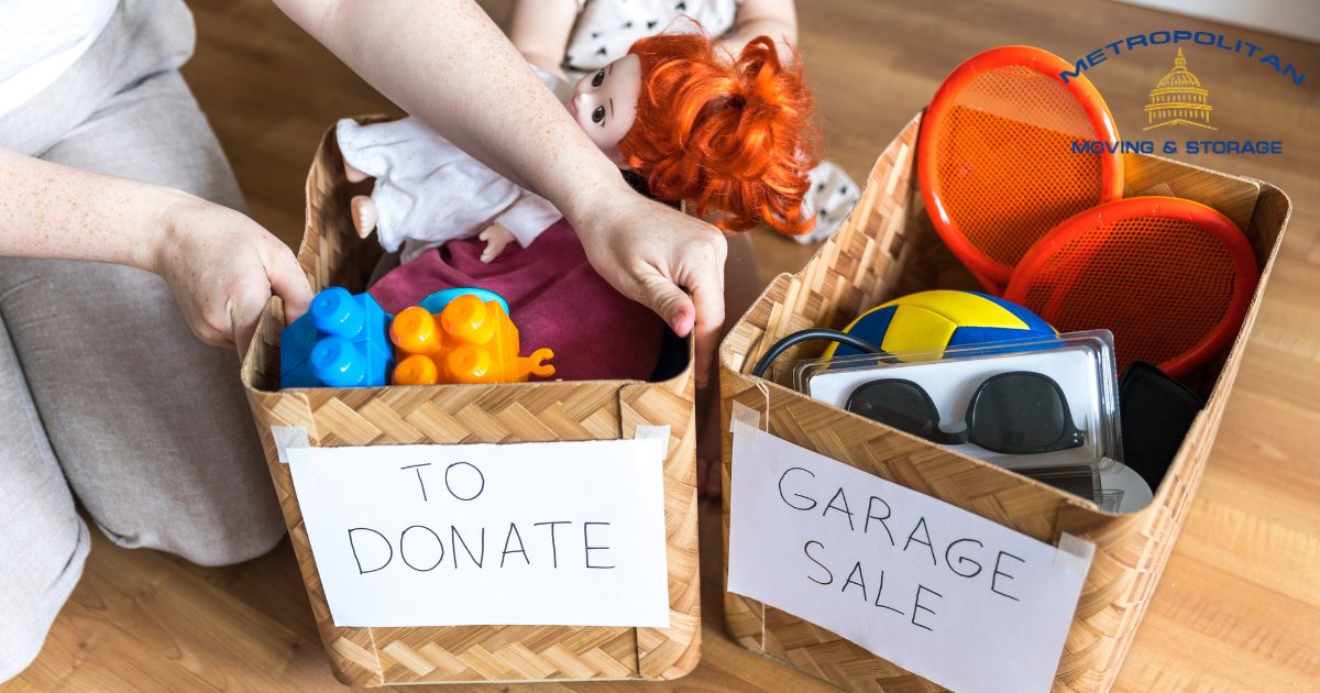 donation and garage sale boxes Metropolitan Moving & Storage