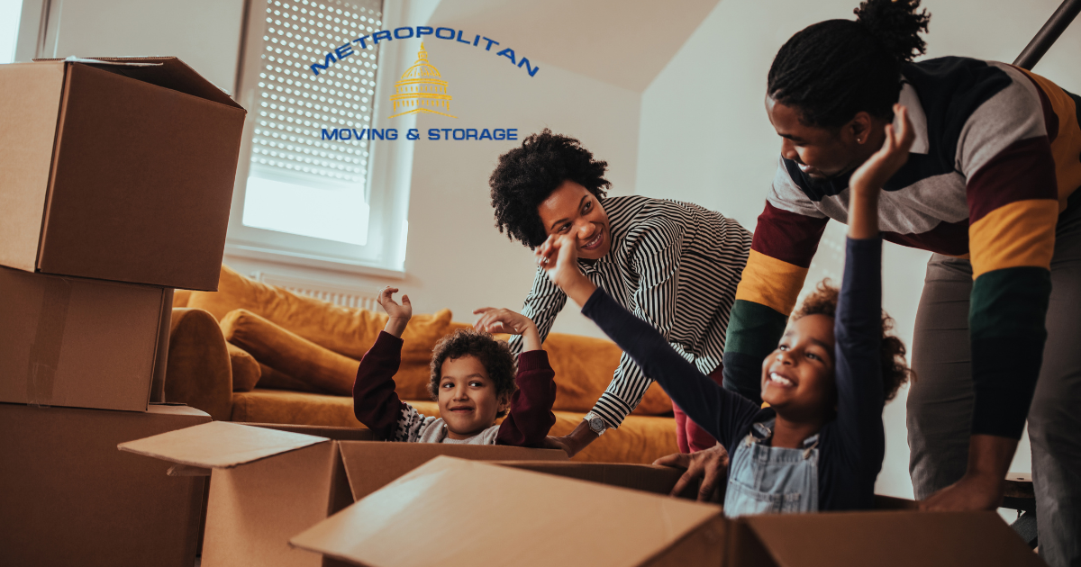 family packing boxes Metropolitan Moving & Storag